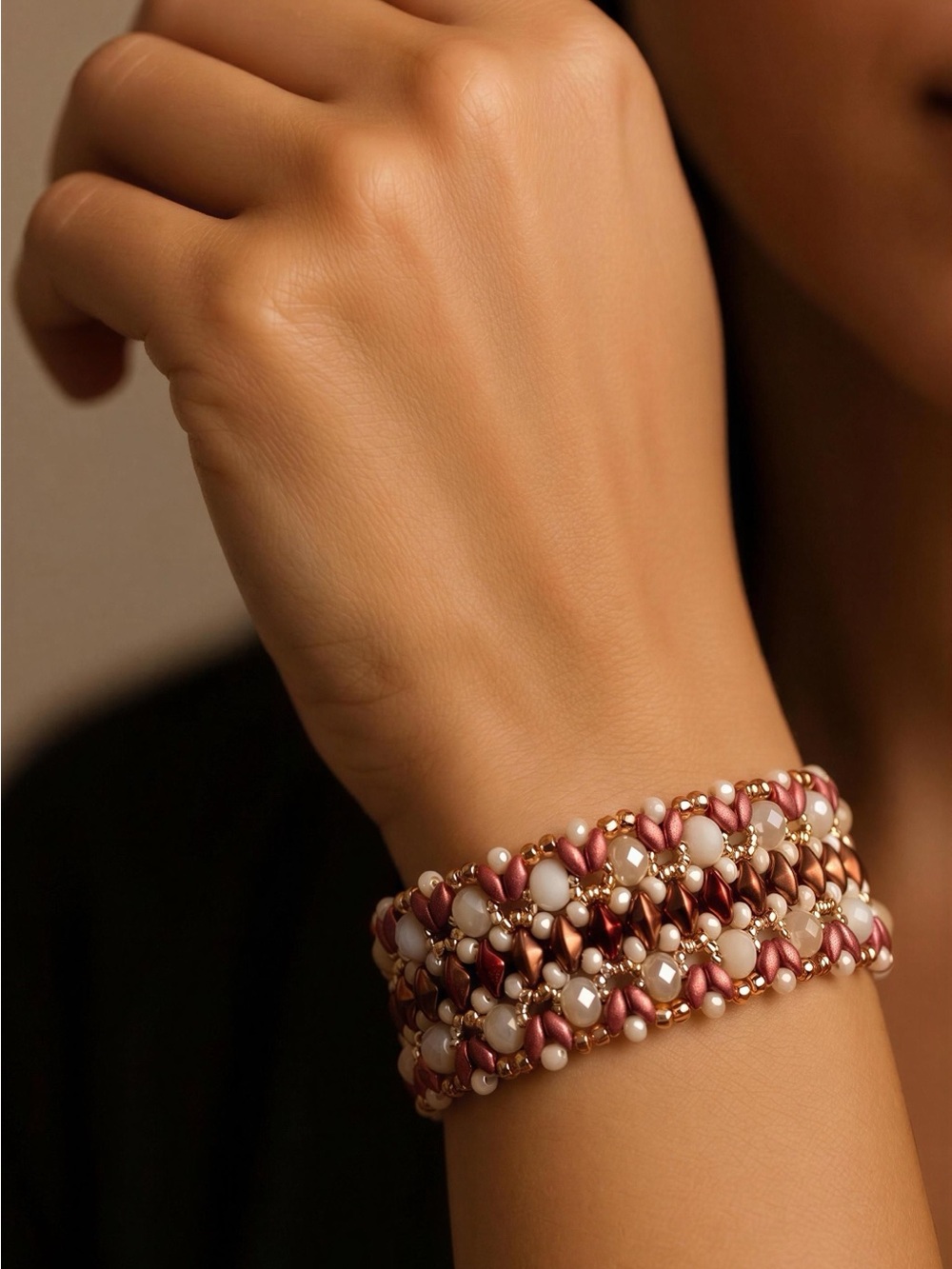 Rose Gold & terracotta Beaded bracelet